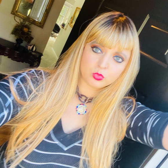 Long straight ombré wig with bangs 100% human hair BLEND must have ❤️ - Picture 10 of 15